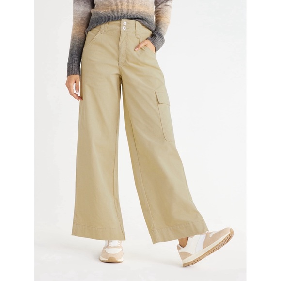 NWT Time and Tru Women's Wide Leg Corduroy Cargo Pants, 30" Inseam, Size: 14 - Picture 1 of 5